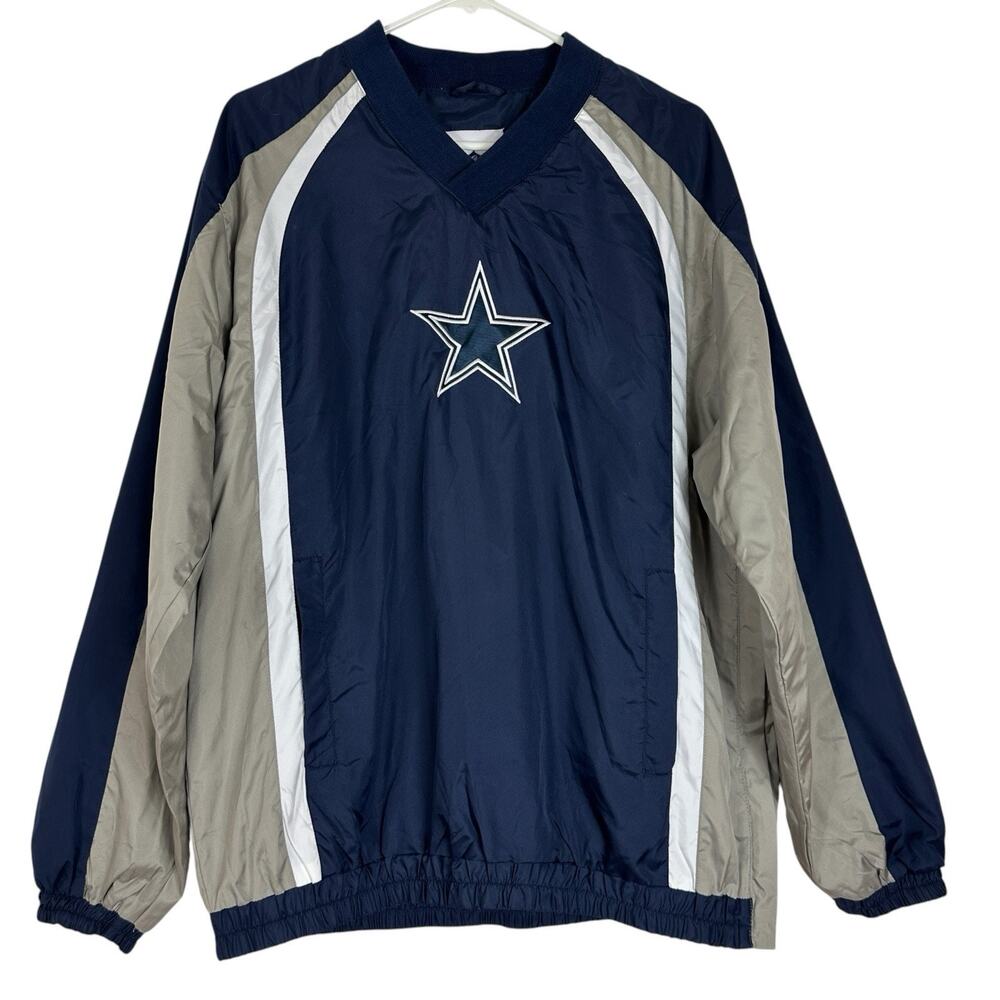 Vintage NFL Dallas Cowboys Mens Large V-Neck Pullover Windbreaker Jacket NWT